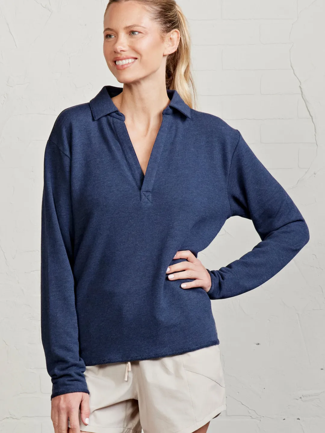 Women tasc French Terry Polo Sweatshirt