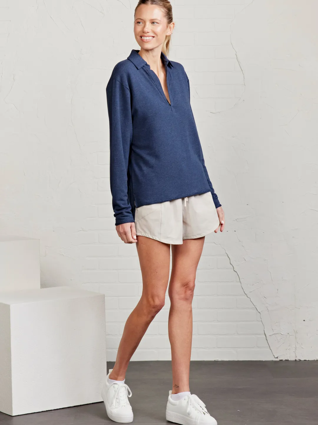 Women tasc French Terry Polo Sweatshirt
