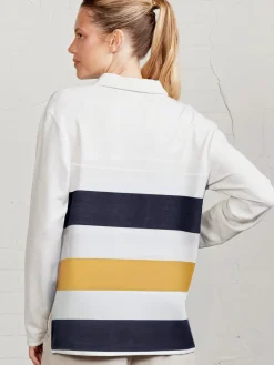 Women tasc French Terry Polo Sweatshirt - Stripe