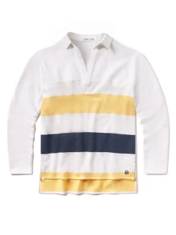 Women tasc French Terry Polo Sweatshirt - Stripe